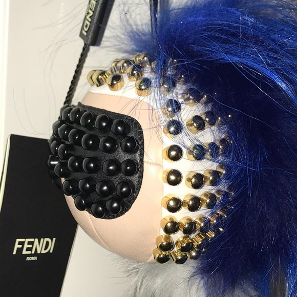 FENDI Karlito - Made in Italy - Karl Lagerfeld Studded Key Holder Bag Charm New! - Picture 6 of 16